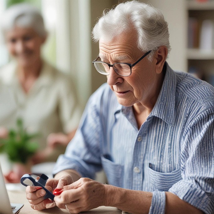 Person monitoring glucose